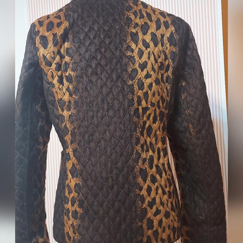 Leopard Print Reversible Quilted Jacket S Y2K Indie Sleaze Streetwear - Picture 5 of 14